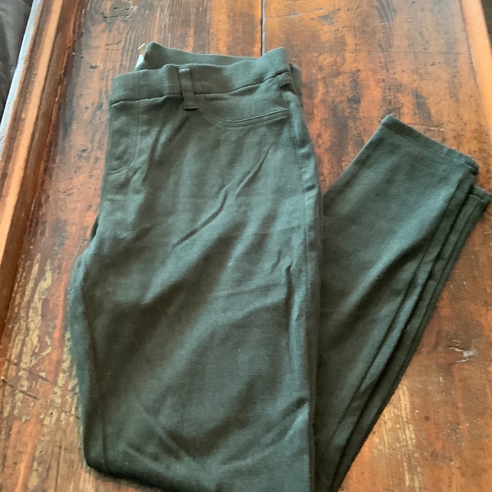 DGM Womens Skinny Leg Dress Pants Stretchy Olive Green Size Large